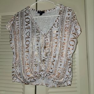 Rainbow Short Sleeve Crop Top Love Design L